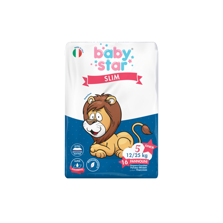 Farvima Medicinali Pannolini Babystar Slim 12/25kg Taglia 5 Junior 16 Pezzi