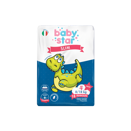 Farvima Medicinali Pannolini Babystar Slim 8/18kg Taglia 4 Maxi 18 Pezzi