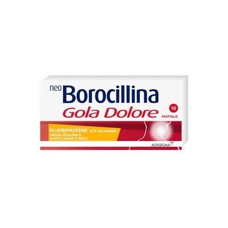 Neo Borocillina Gola Dolore Gusto Limone e Miele Senza Zucchero 16 Pastiglie