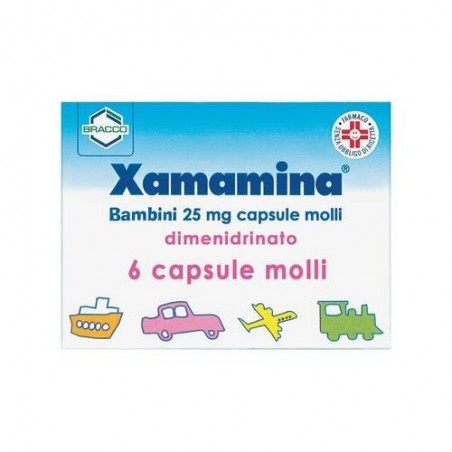 Dompe' Farmaceutici Xamamina Mal Di Viaggio 50 Mg Capsule Molli Xamamina Mal Di Viaggio Bambini 25 Mg Capsule Molli Dimenidrinat