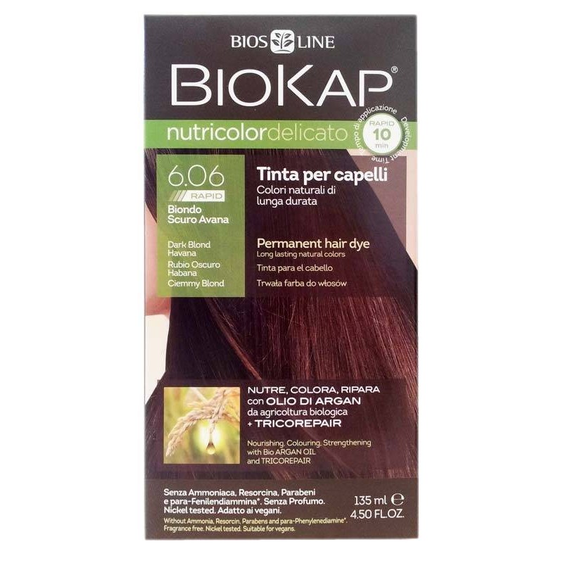 Bios Line Biokap Nutricolor Delicato Rapid Tinta 6,06 Biondo Scuro Avana 135 Ml