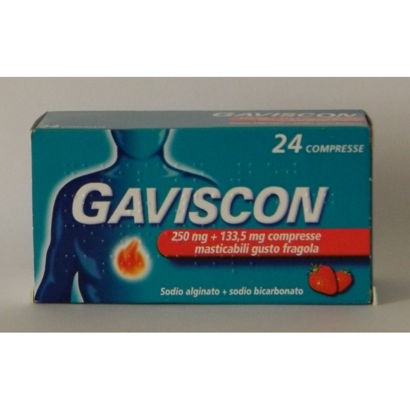 gaviscon 250 mg + 133,5 mg gusto fragola - 24 compresse masticabili