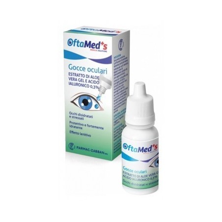 Farmac-zabban Oftamed's Gocce Oculari Occhi Disidratati E Stressati Estratto Aloe Vera Gel E Acido Ialuronico 0,3% 10 Ml