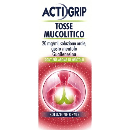 Johnson & Johnson Actigrip Tosse Mucolitico “20mg / Ml, Soluzione Orale, Gusto Mentolo” Guaifenesina