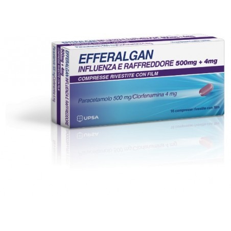 Upsa Italy Efferalgan Influenza E Raffreddore 500 Mg + 4 Mg Compresse Rivestite Con Film Paracetamolo 500 Mg/clorfenamina 4 Mg