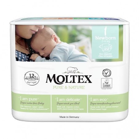 Ontex Pannolini Moltex Pure & Nature New Born 2-5 Kg Taglia 1 22 Pezzi