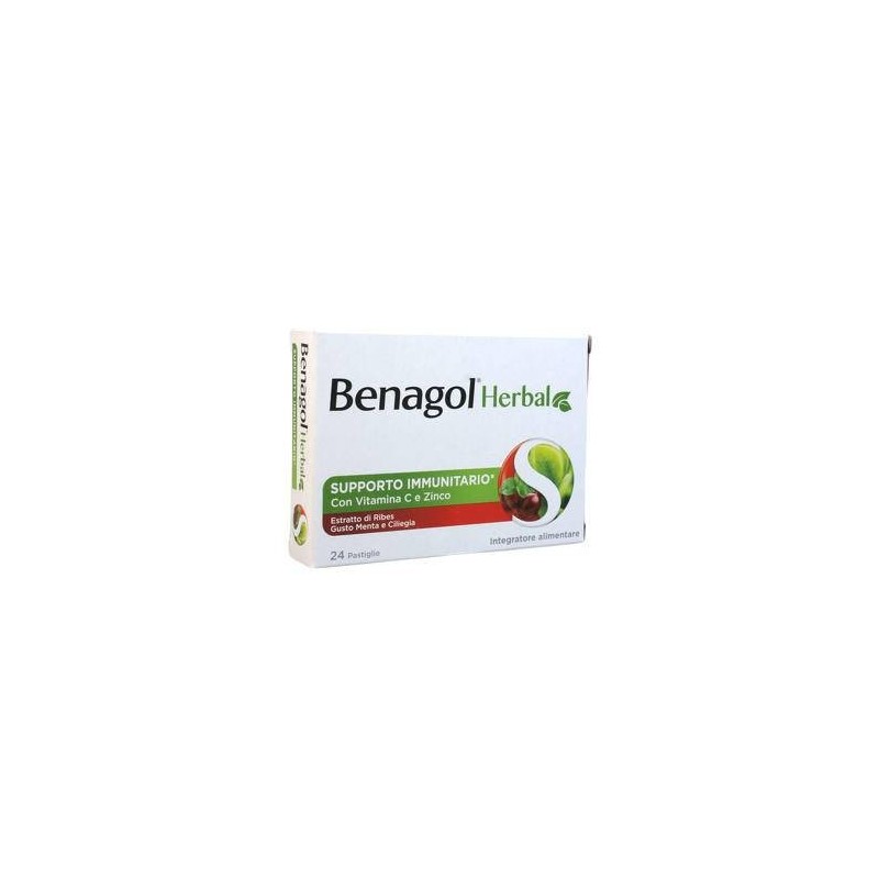 Benagol Herbal Menta e Ciliegia 24 Pastiglie benessere gola