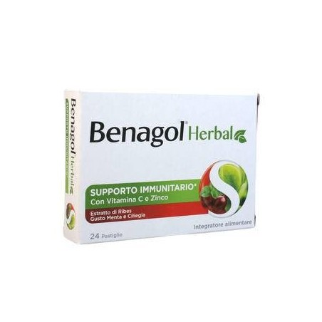 Benagol Herbal Menta e Ciliegia 24 Pastiglie benessere gola