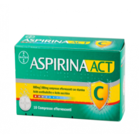 Aspirinaact 800 mg/480 mg Farmaco Analgesico 10 Compresse Effervescenti Bayer