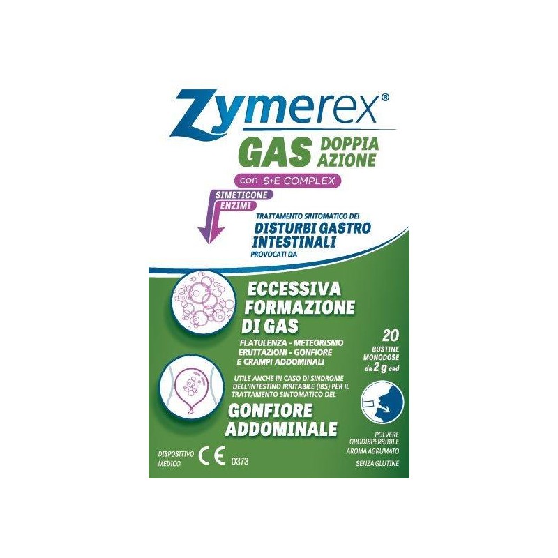 Difar Distribuzione Zymerex Gonfiore Gas Doppia Azione Con S+e Complex 20 Bustine Monodose Da 2 G