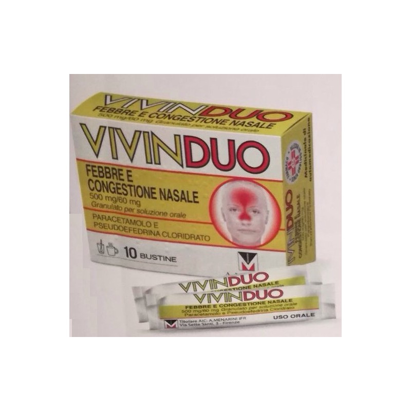 A. Menarini Ind. Farm. Riun. Vivinduo Febbre E Congestione Nasale 500 Mg/60 Mg Granulato Per Soluzione Orale Paracetamolo E Pseu