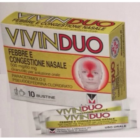 A. Menarini Ind. Farm. Riun. Vivinduo Febbre E Congestione Nasale 500 Mg/60 Mg Granulato Per Soluzione Orale Paracetamolo E Pseu