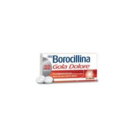 Neo Borocillina Gola Dolore Gusto Menta Senza Zucchero 32 Pastiglie Antinfiammatorio