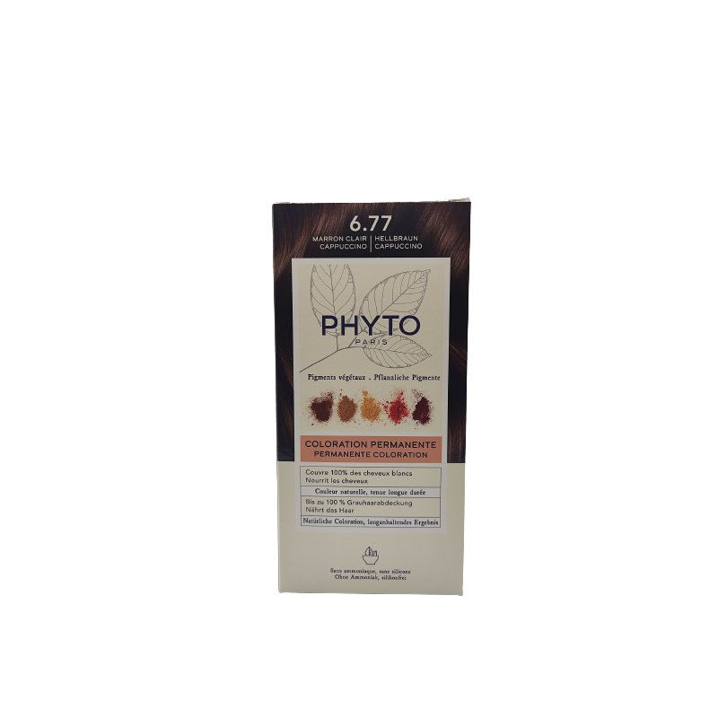 Phyto Color Kit 6,77 Marrone Chiaro Cappuccino 1 Latte 50 Ml + 1 Crema 50 Ml + 1 Maschera 12 Ml