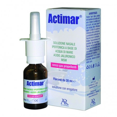 Uriach Italy Actimar Soluzione Nasale Spray Salina 3% Con Acido Ialuronico + Msm 20 Ml Con Erogatore