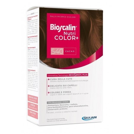 Giuliani Bioscalin Nutricolor Plus 5,40 Cacao Crema Colorante 40 Ml + Rivelatore Crema 60 Ml + Shampoo 12 Ml + Trattamento Final