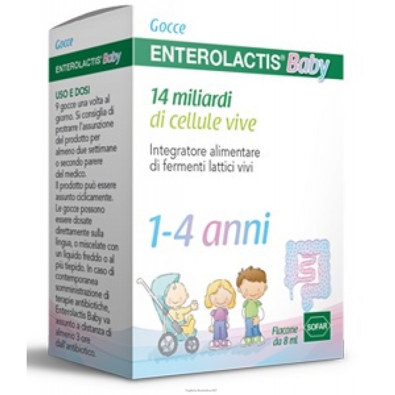 Sofar Enterolactis Baby Gocce 8 Ml 1-4 Anni 14 Miliardi Di Cellule Vive