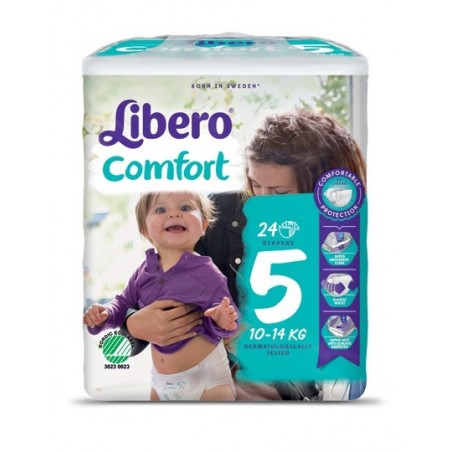 Essity Italy Libero Comfort 5 Pannolino Per Bambino Taglia 10-14kg 24 Pezzi