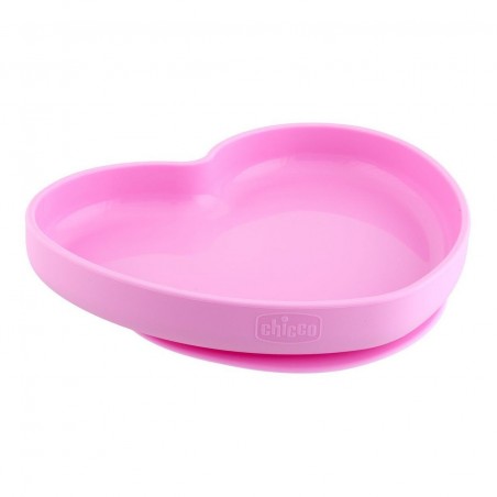 Chicco Piatto Cuore Ventosa Silicone Rosa