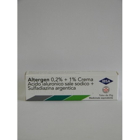 Ibsa Farmaceutici Italia Altergen 0,2% + 1% Crema Altergen 2 Mg + 40 Mg Garze Impregnate Acido Ialuronico Sale Sodico / Sulfadia