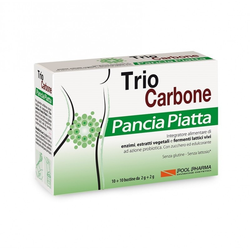 Pool Pharma Triocarbone Pancia Piatta 10 Bustine Bipartite 4 G