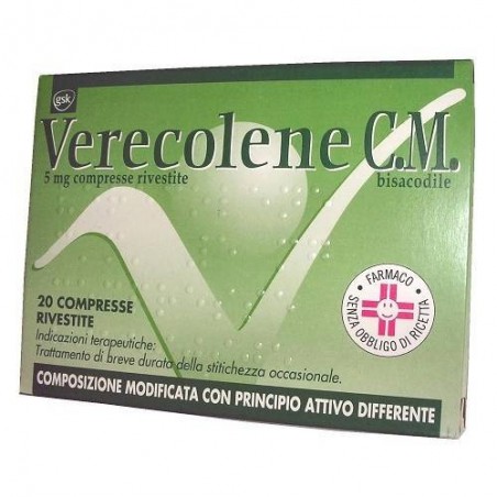 Verecolene C.M. 5 Mg Bisacodile Farmaco Lassativo per stitichezza occasionale 20 Compresse Rivestite