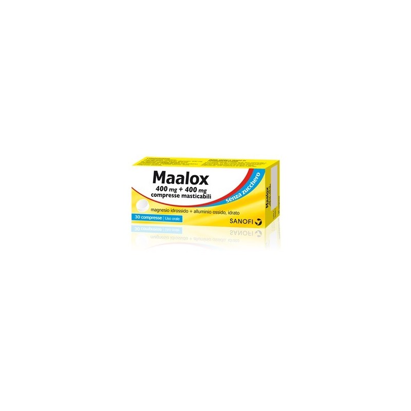 Opella Healthcare Italy Maalox 400 Mg + 400 Mg Compresse Masticabili Senza Zucchero Magnesio Idrossido + Alluminio Ossido, Idrat