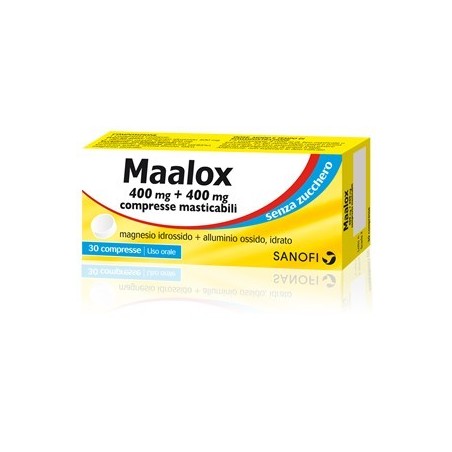 Opella Healthcare Italy Maalox 400 Mg + 400 Mg Compresse Masticabili Senza Zucchero Magnesio Idrossido + Alluminio Ossido, Idrat