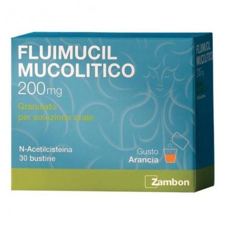 Fluimucil Mucolitico 200 mg N-acetilcisteina Farmaco Fluidificante 30 bustine