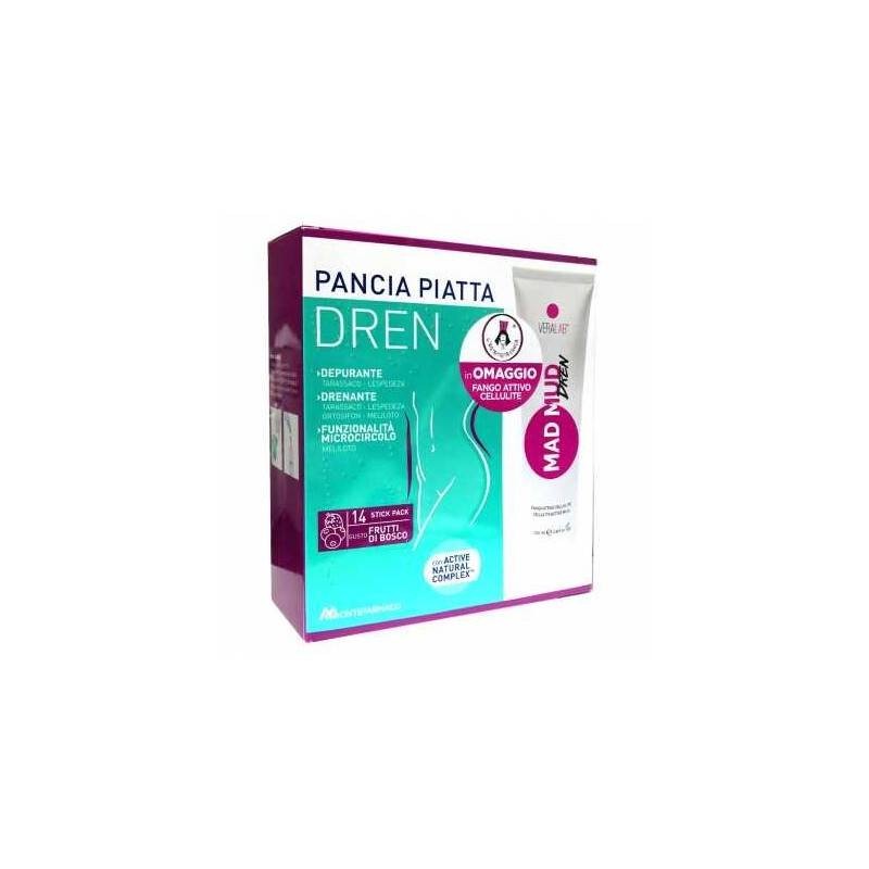 Montefarmaco Otc Pancia Piatta Dren Frutti Di Bosco 14 Bustine Stick Pack + Fango Attivo Cellulite 100 Ml Omaggio