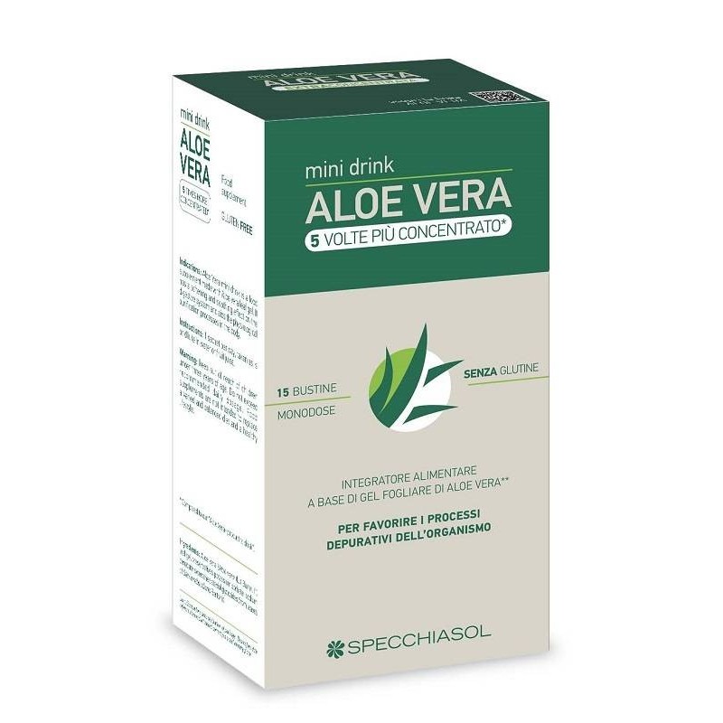 Specchiasol Aloe Vera Mini Drink 5 Volte Piu' Concentrato 15 Bustine Da 10 Ml