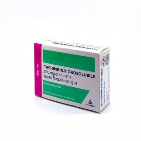 Tachipirina Orosolubile 500 mg  Paracetamolo 12 Bustine Granulato Gusto Fragola-vaniglia per Febbre e Dolore