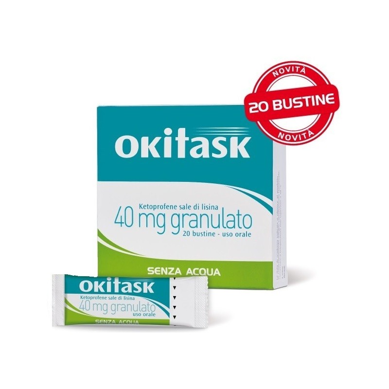 Okitask 40 mg Ketoprofene Farmaco Antidolorifico 20 Bustine Orosolubili