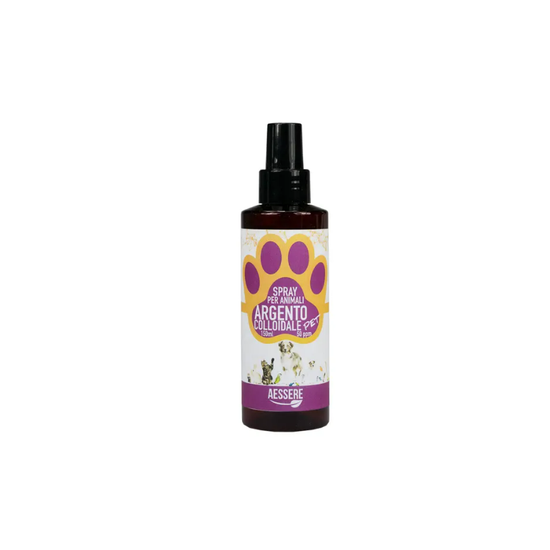 Aessere Argento Colloidale Pet 50ppm Spray per Animali 150 ml Per ferite e Dermatiti