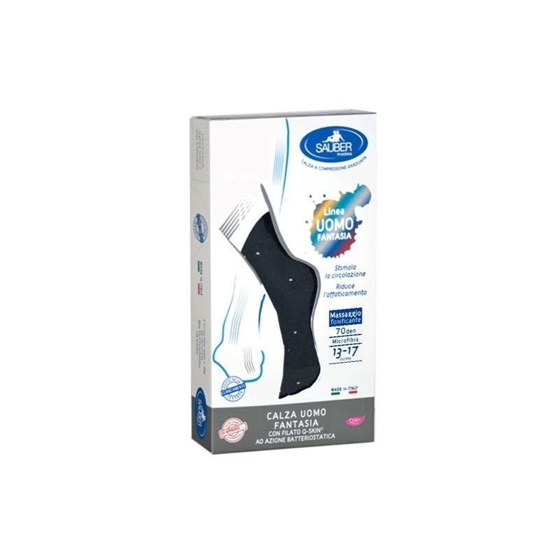 Desa Pharma Sauber Calza Uomo Fantasia Q-skin 70 Den Blu Pois Gialli Taglia M