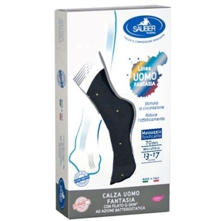 Desa Pharma Sauber Calza Uomo Fantasia Q-skin 70 Den Blu Pois Gialli Taglia M