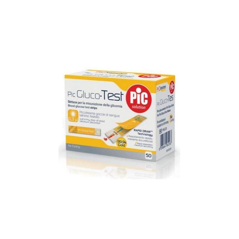 Pikdare Strisce Misurazione Glicemia Pic Glucotest 50 Pezzi