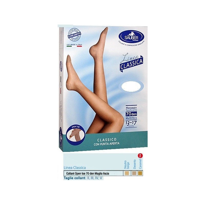 Desa Pharma Sauber Collant Open Toe Maglia Liscia 70 Den Colore Neutro Beige Taglia 2 Linea Classica