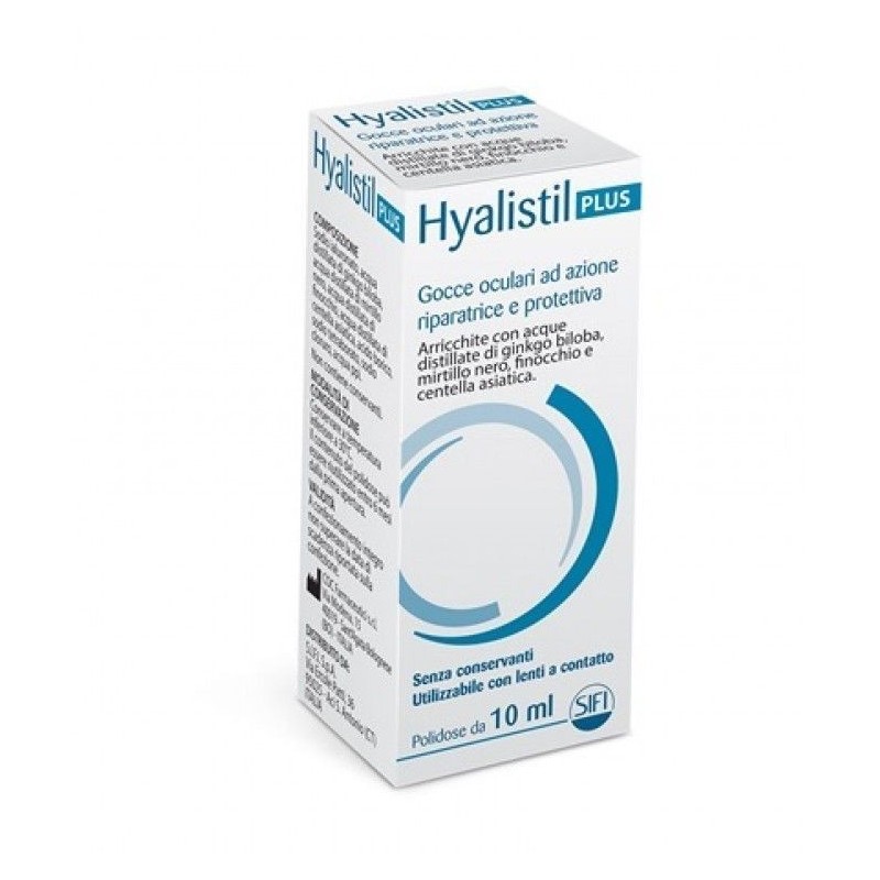 Sifi Gocce Oculari Hyalistil Plus Acido Ialuronico 0,4% Acqua Distillata Di Ginkgo Biloba + Mirtillo Nero + Finocchio + Centella