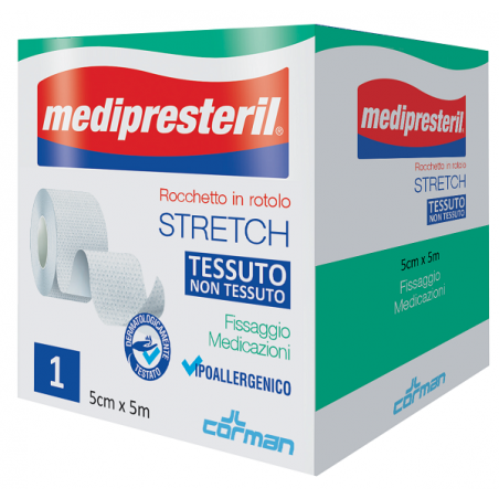 Corman Medipresteril Rocchetto Rotolo Stretch Tessuto Non Tessuto 5 Cm X 500 Cm