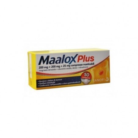 Maalox Plus Farmaco per Acidità e Bruciore di Stomaco 50 Compresse Masticabili