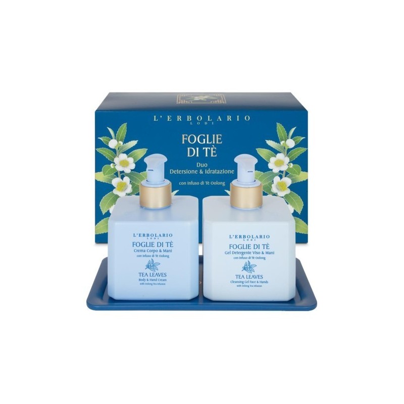 L'erbolario Foglie Di Te' Duo Detergente Viso & Mani 250 Ml + Crema Corpo & Mani 250 Ml + Vassoio Edizione Limitata