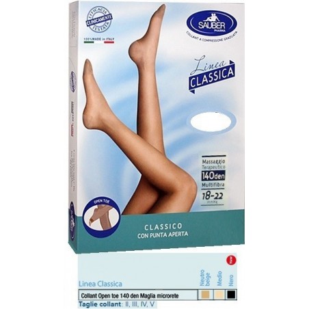 Desa Pharma Sauber Collant Open Toe Maglia Microrete 140 Den Colore Neutro Beige 4 Linea Classica