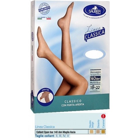 Desa Pharma Sauber Collant Open Toe Maglia Liscia 140 Den Colore Neutro Beige Taglia 4 Linea Classica