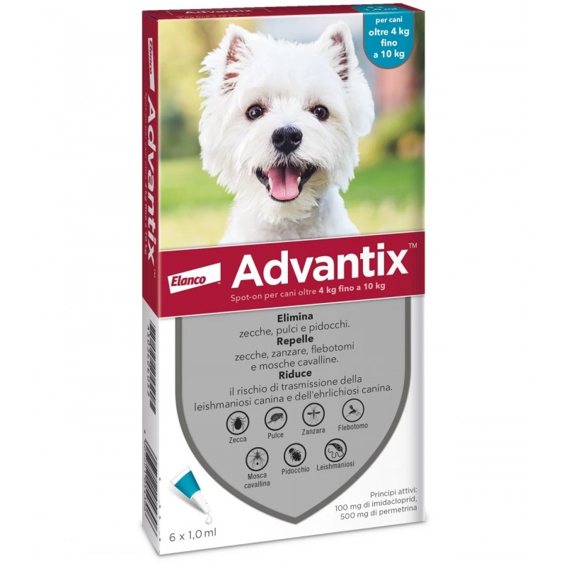 Elanco Italia Advantix Spot-on Per Cani Oltre 4 Kg Fino A 10 Kg