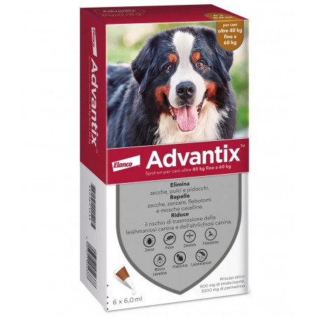 Elanco Italia Advantix Spot-on Per Cani Oltre 40 Kg Fino A 60 Kg