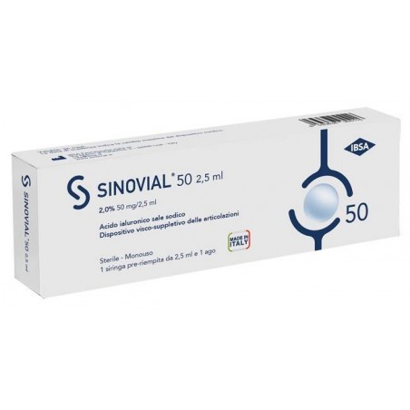 Ibsa Farmaceutici Italia Siringa Intra-articolare Sinovial 50 Acido Ialuronico 2% 50 Mg/2,5 Ml 1 Fs + Ago Gauge 21 1 Pezzo