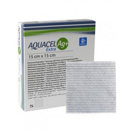 Convatec Italia Medicazione In Hydrofiber E Ioni Argento Intessuta In Lyocell Aquacel Ag + Extra 15x15cm 5 Pezzi