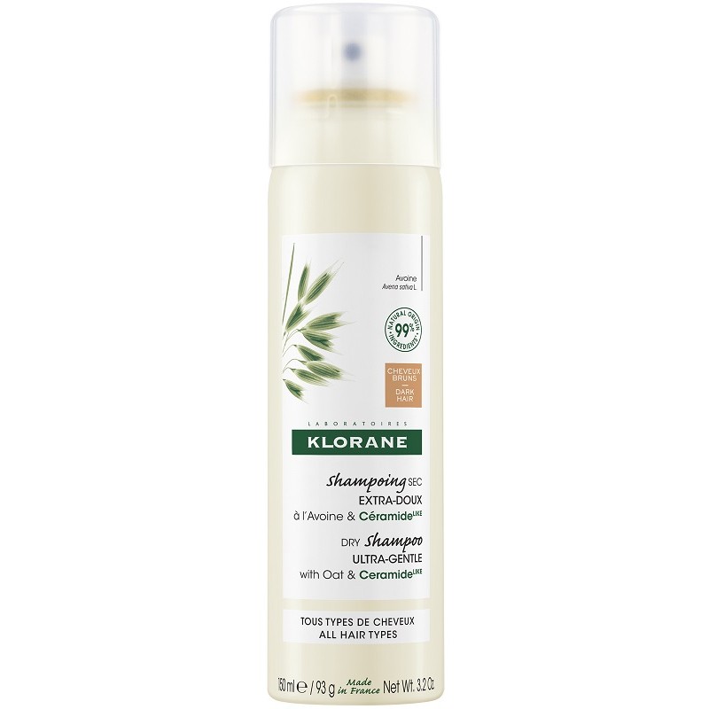 Klorane Shampoo Secco Extra Delicato Avena&ceramide Capelli Scuri 150 Ml