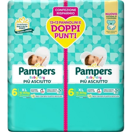 Fater Pampers Baby Dry Pannolino Duo Downcount Xl 26 Pezzi